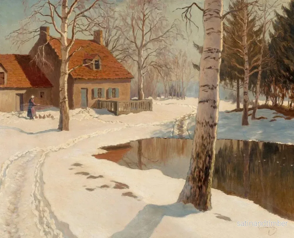 Reproduktion av målningen En stuga i snön - Michel Markinovitch Guermacheff - Bild 2