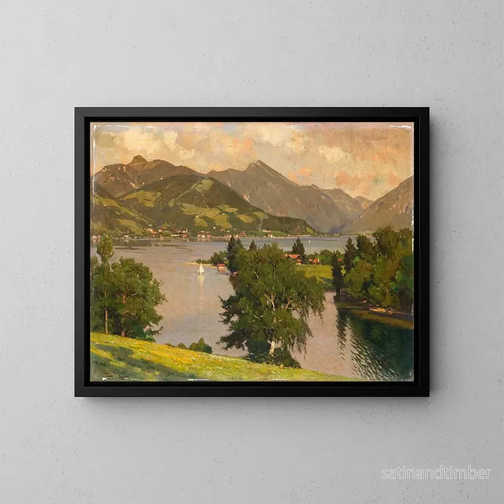Reproduktion av målningen Vue sur le Tegernsee depuis l'ouest - Otto Strützel