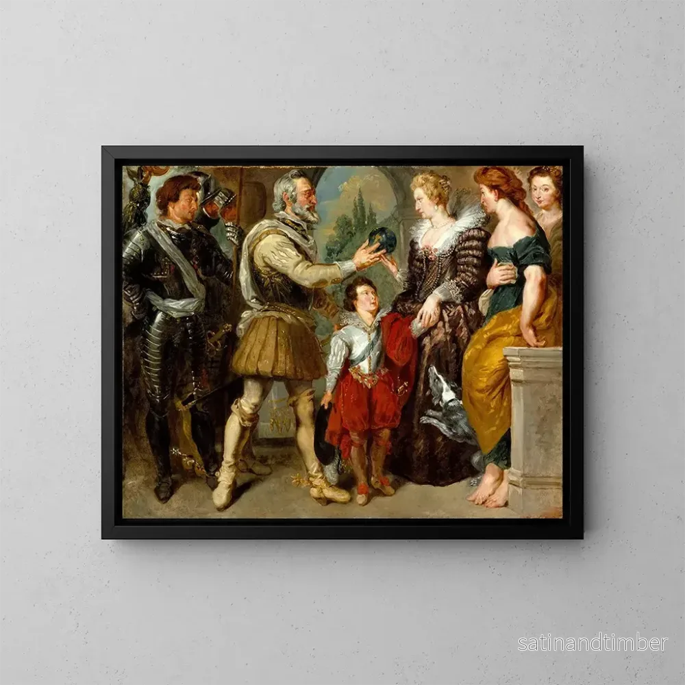 Reproduktion av målningen av Henri IV som överlämnar regeringen till Marie de Médicis - Eugène Delacroix