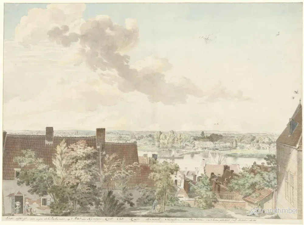 Reproduktion av målningen Vue de Nimègue avec un bateau sur la rivière - Hendrik Hoogers - Bild 2
