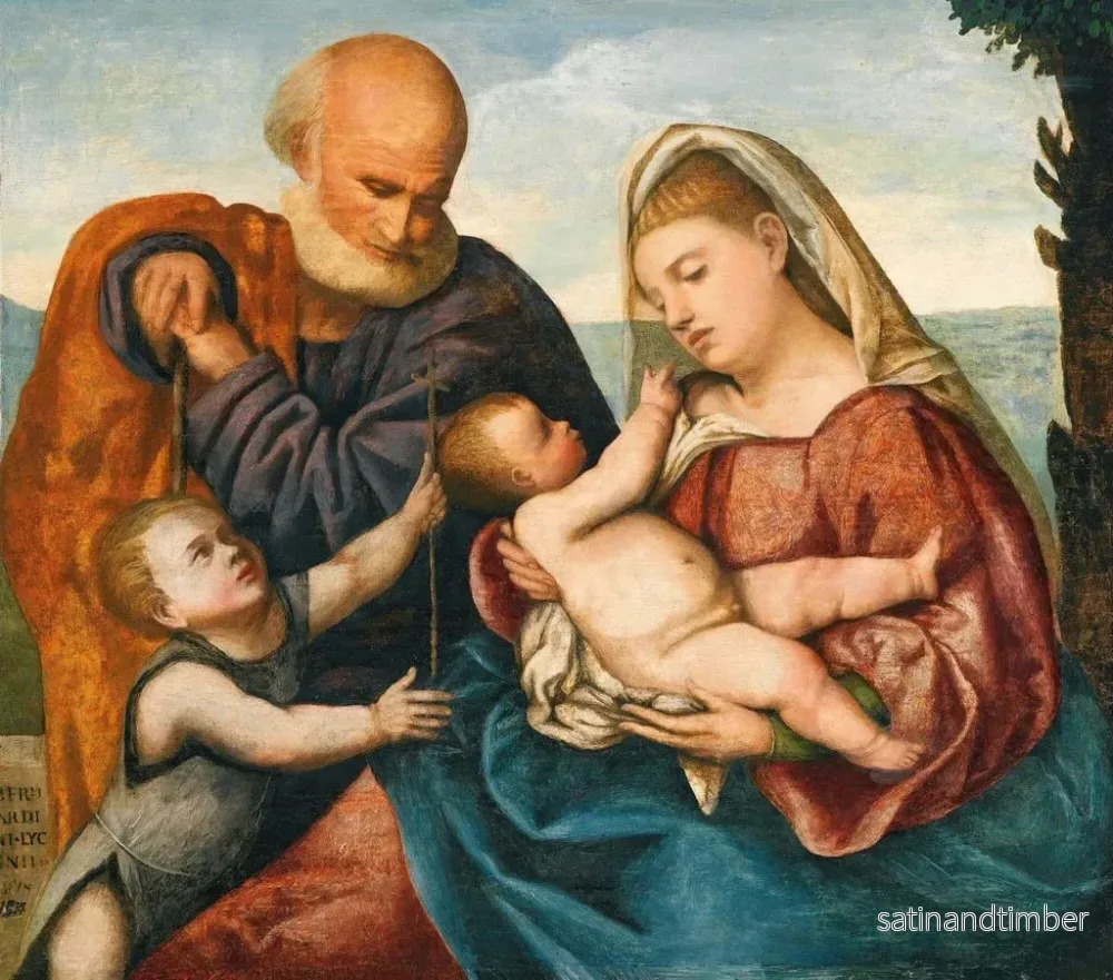 Reproduktion av målningen La Sainte Famille avec le Saint Enfant Jean-Baptiste - Bernardino Licinio - Bild 2