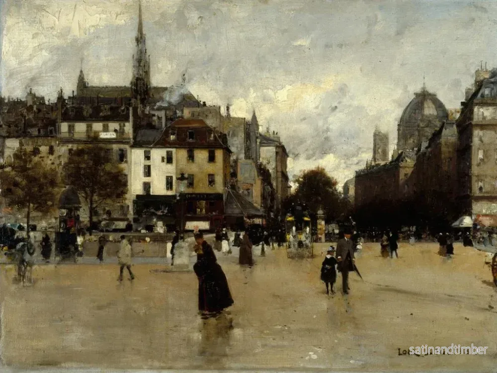 Reproduktion av målningen Le boulevard du Palais sett från platsen Saint-Michel - Luigi Loir - Bild 2