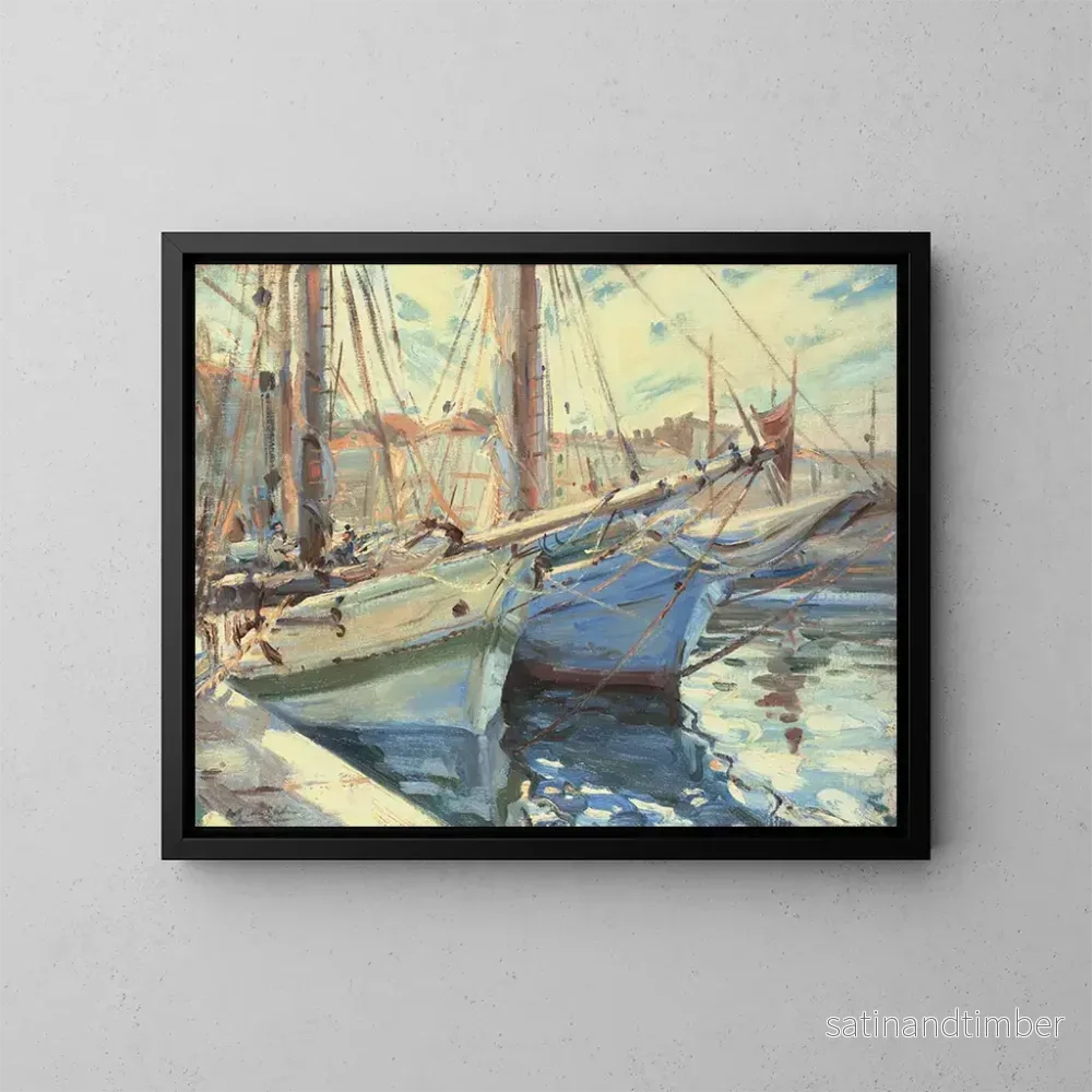 Reproduktion av målningen Båtar i en hamn i Saint-Tropez - Wilfrid Gabriel de Glehn