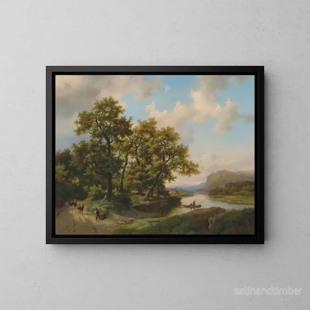 Reproduktion av målningen Båtar på en sjö, sommarlandskap - Marinus Adrianus Koekkoek