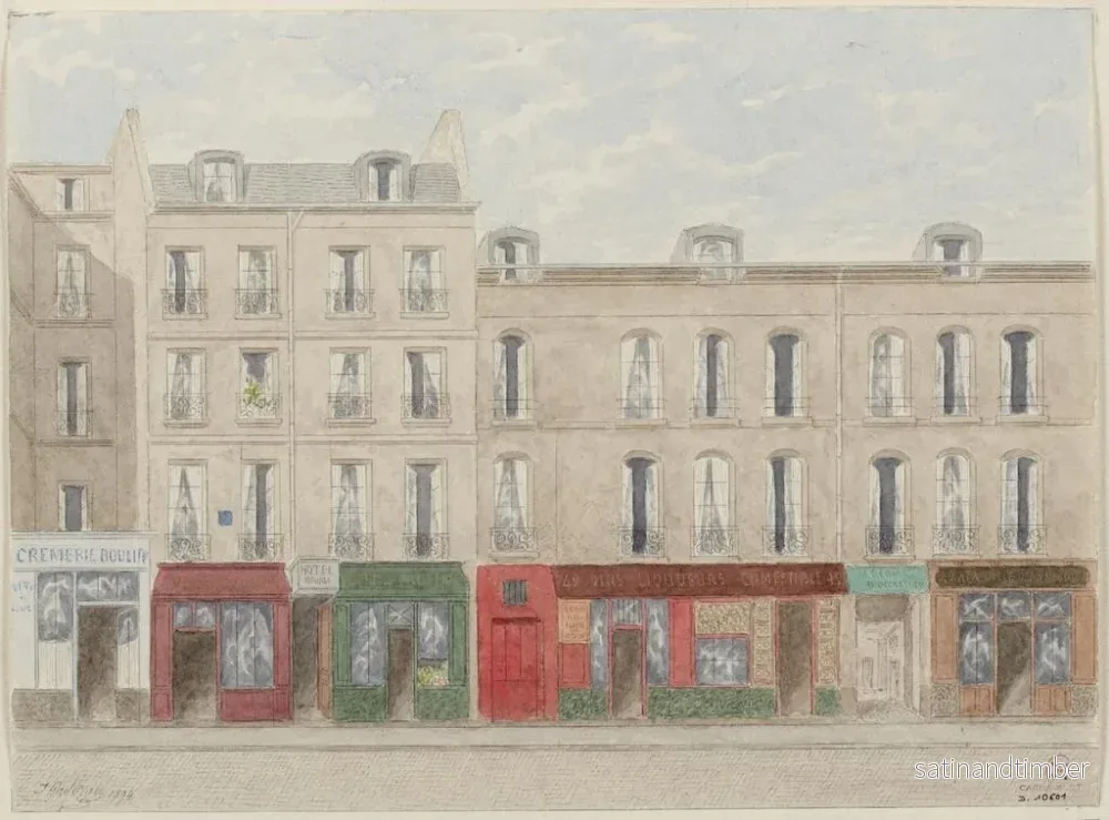 Reproduktion av målningen Rue Beaubourg nr 47 och 49, 3:e arrondissementet - Jules Gaildrau - Bild 2