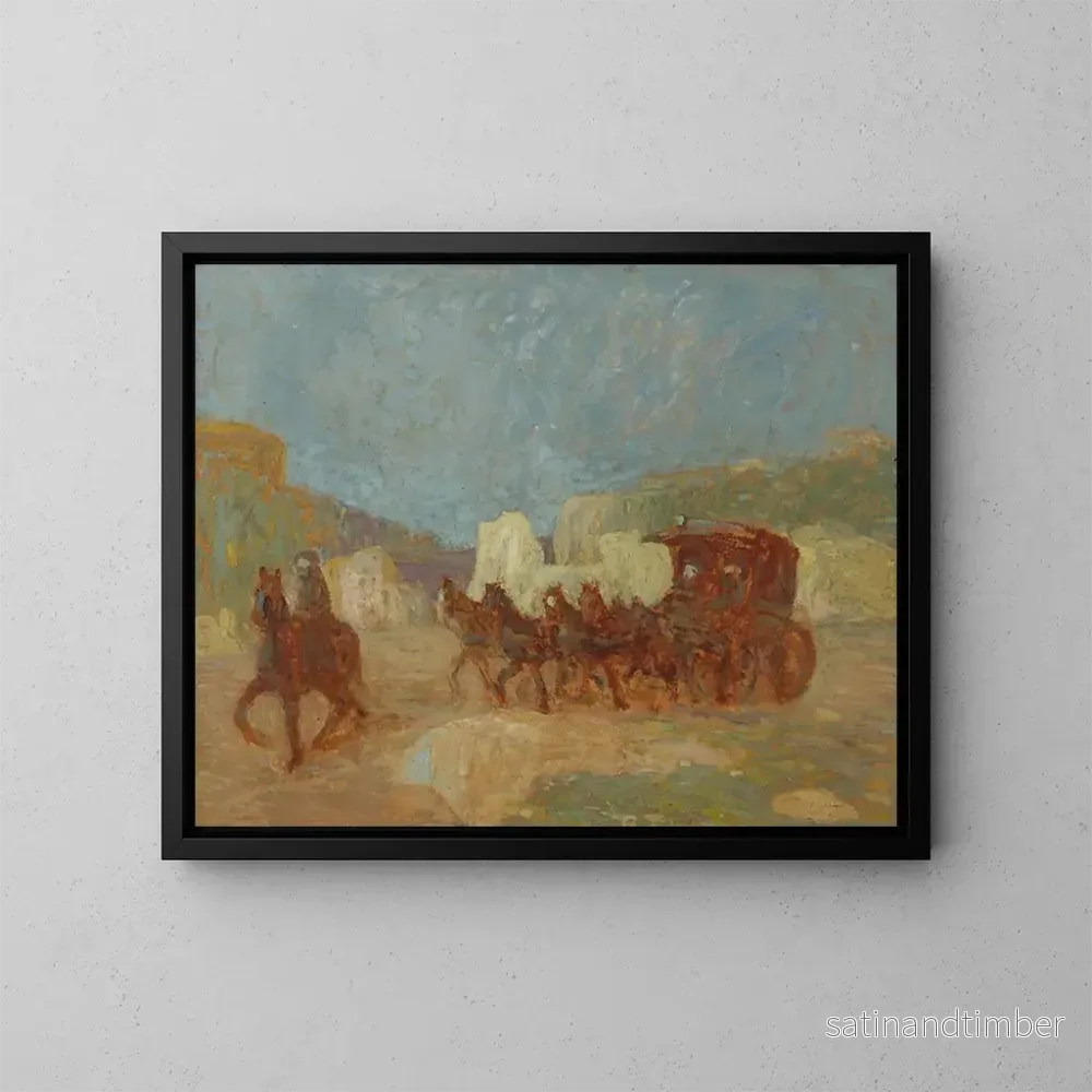Reproduktion av målningen En diligens - Pedro Figari