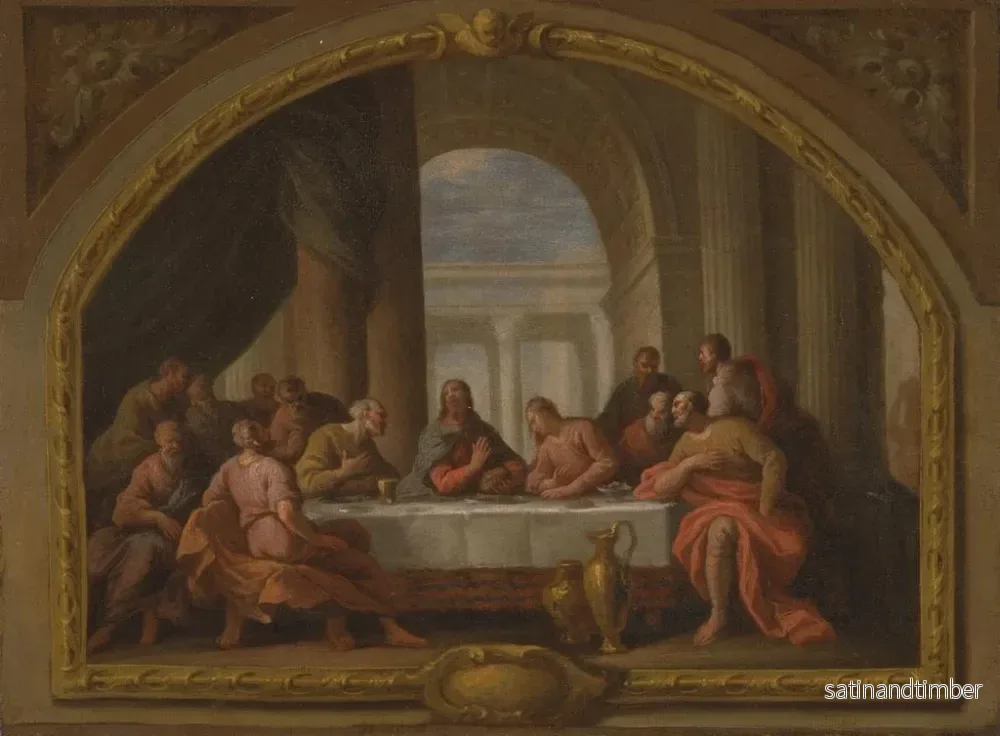 Reproduktion av målningen Esquisse för Den sista måltiden av Sankta Maria i Weymouth - Sir James Thornhill - Bild 2
