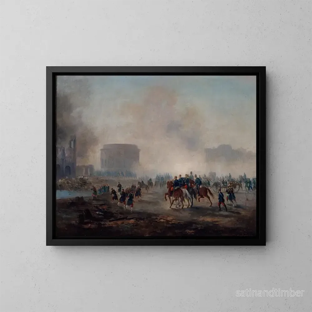Reproduktion av målningen La Rotonde de la Villette omgiven av versailleska trupper - Gustave Boulanger