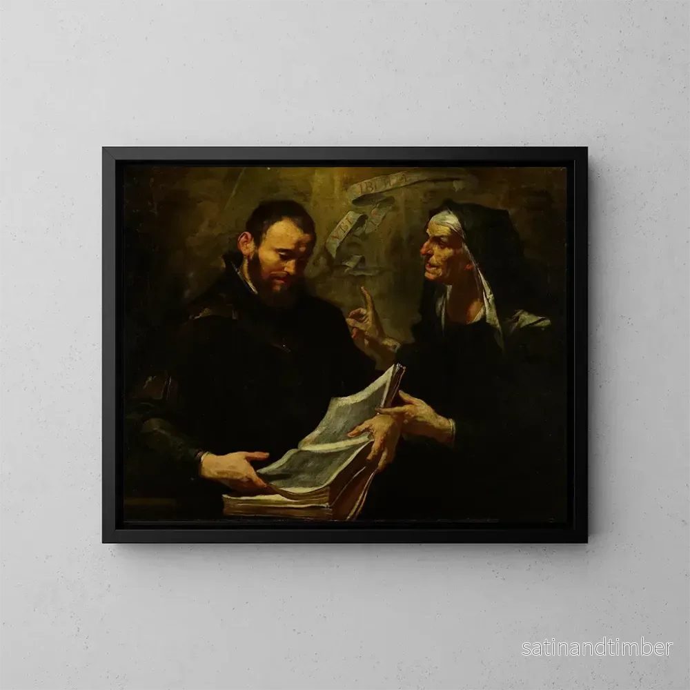 Reproduktion av målningen av Saint Augustin och heliga Monique - Gioacchino Assereto