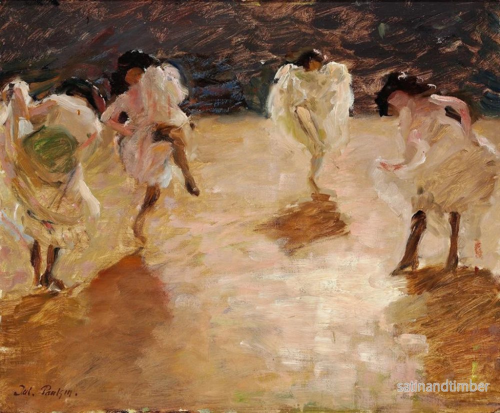 Reproduktion av målningen av unga kvinnor som dansar cancan i Paris - Julius Paulsen - Bild 2