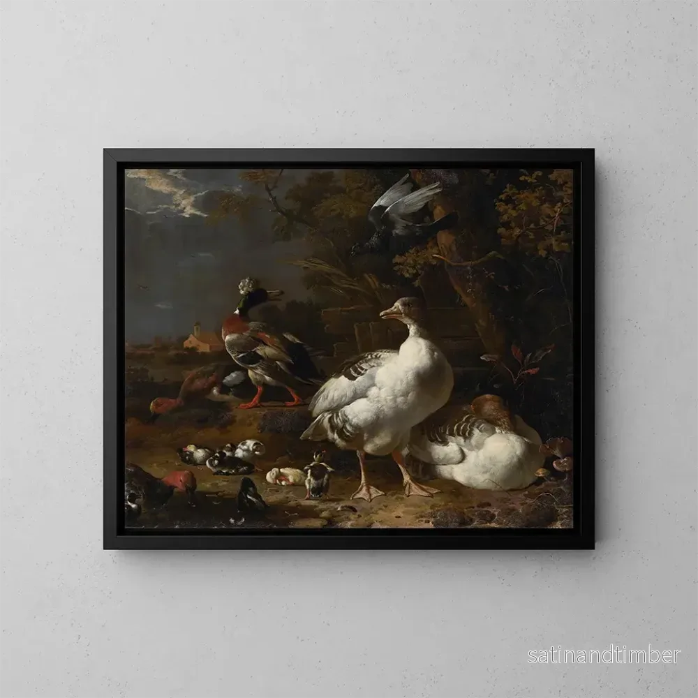 Reproduktion av målningen Gäss och änder - Melchior d'Hondecoeter