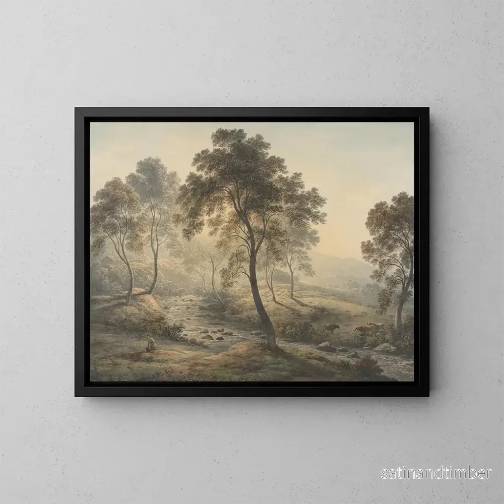Reproduktion av målningen Tidig morgon vid Loch Katrine i Trossachs i Skottland – John Glover Reproduktion av målningen Tidig morgon vid Loch Katrine i Trossachs i Skottland – John Glover