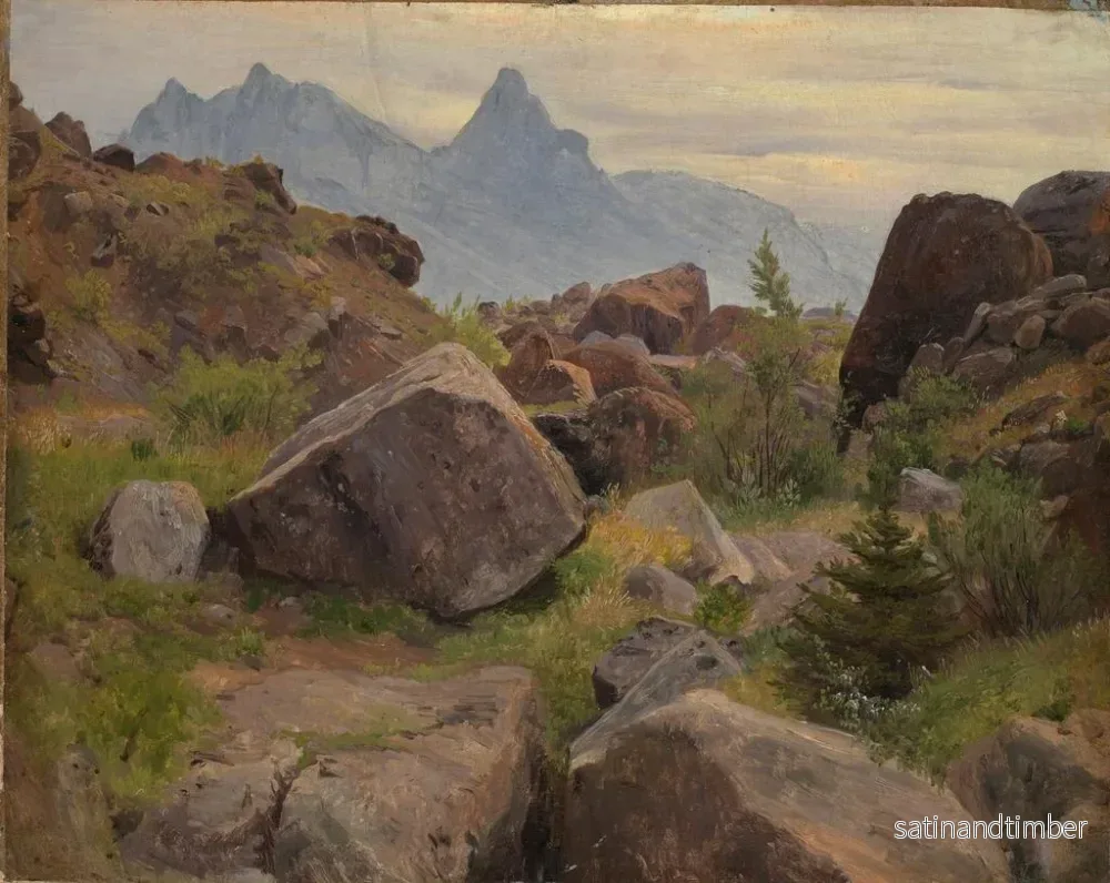 Reproduktion av målningen Studie av klippan vid Goldau - Johann Wilhelm Schirmer - Bild 2