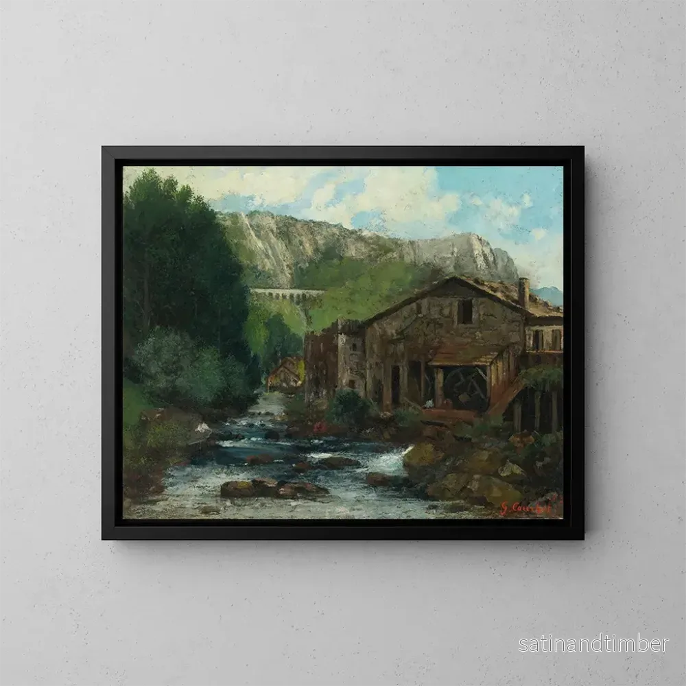 Reproduktion av målningen En kvarn i ett bergigt landskap – Gustave Courbet Reproduktion av målningen En kvarn i ett bergigt landskap – Gustave Courbet