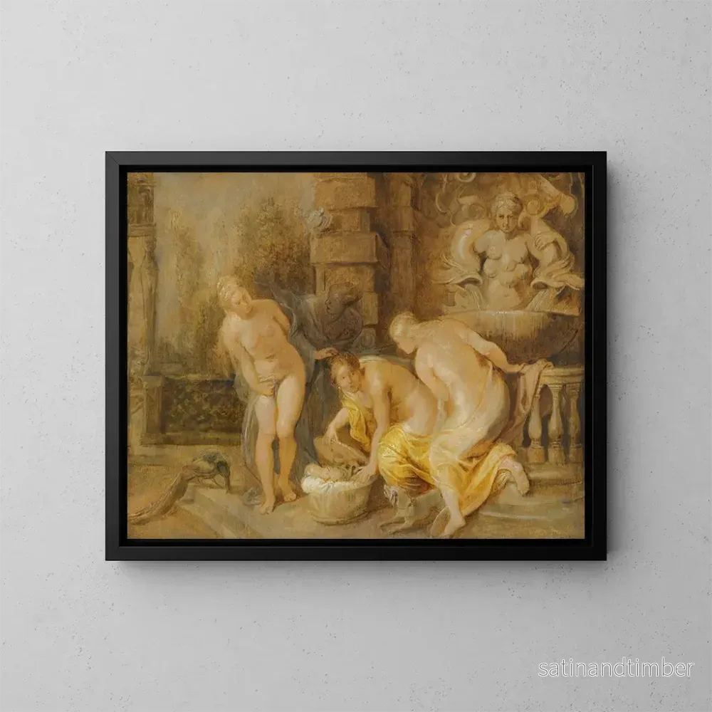 Reproduktion av målningen La découverte du bébé Érichthonios par les filles de Cécrops – Peter Paul Rubens