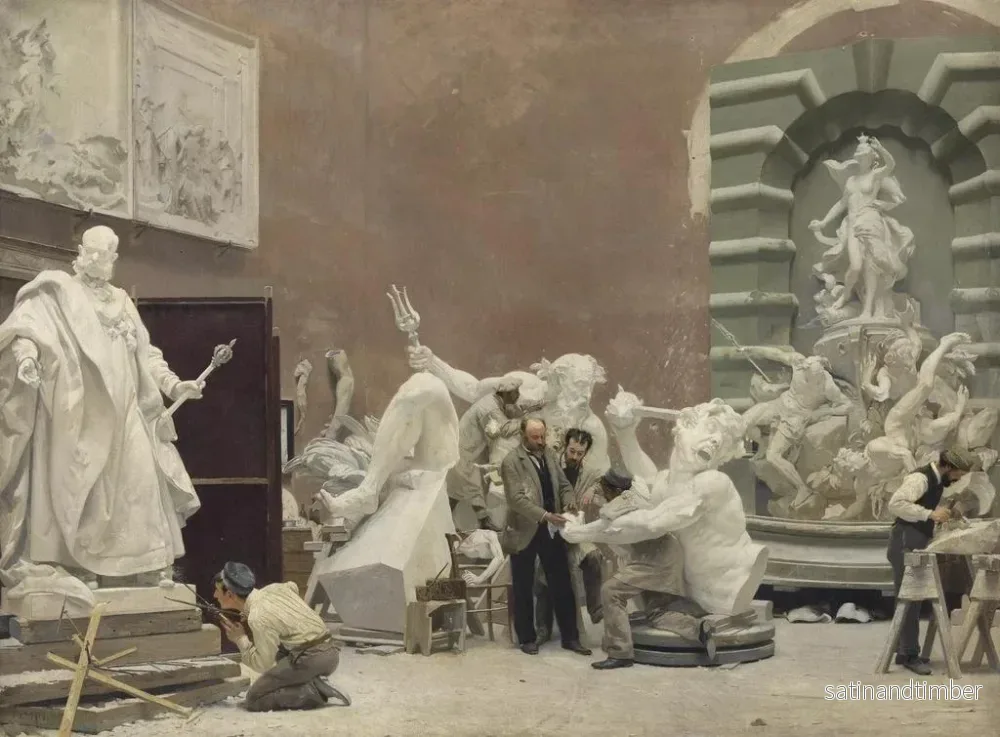 Reproduktion av målningen Le sculpteur Rudolf Weyr dans son atelier - Hans Temple - Bild 2