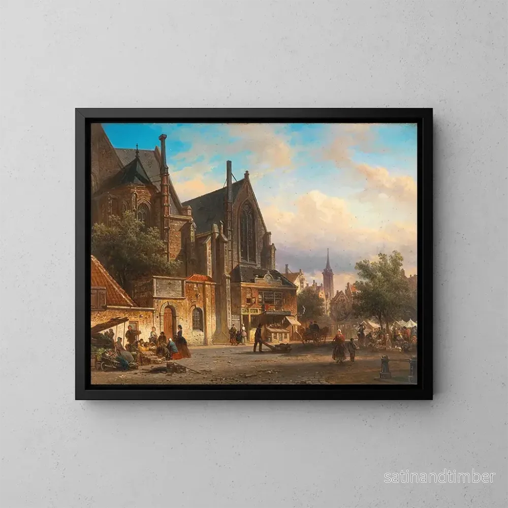 Reproduktion av målningen av en holländsk marknadsvy – Elias Pieter van Bommel