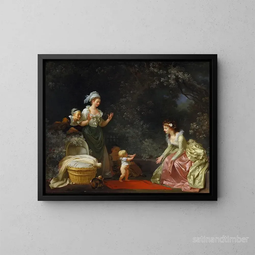 Reproduktion av målningen Les Premiers Pas - Jean-Honoré Fragonard