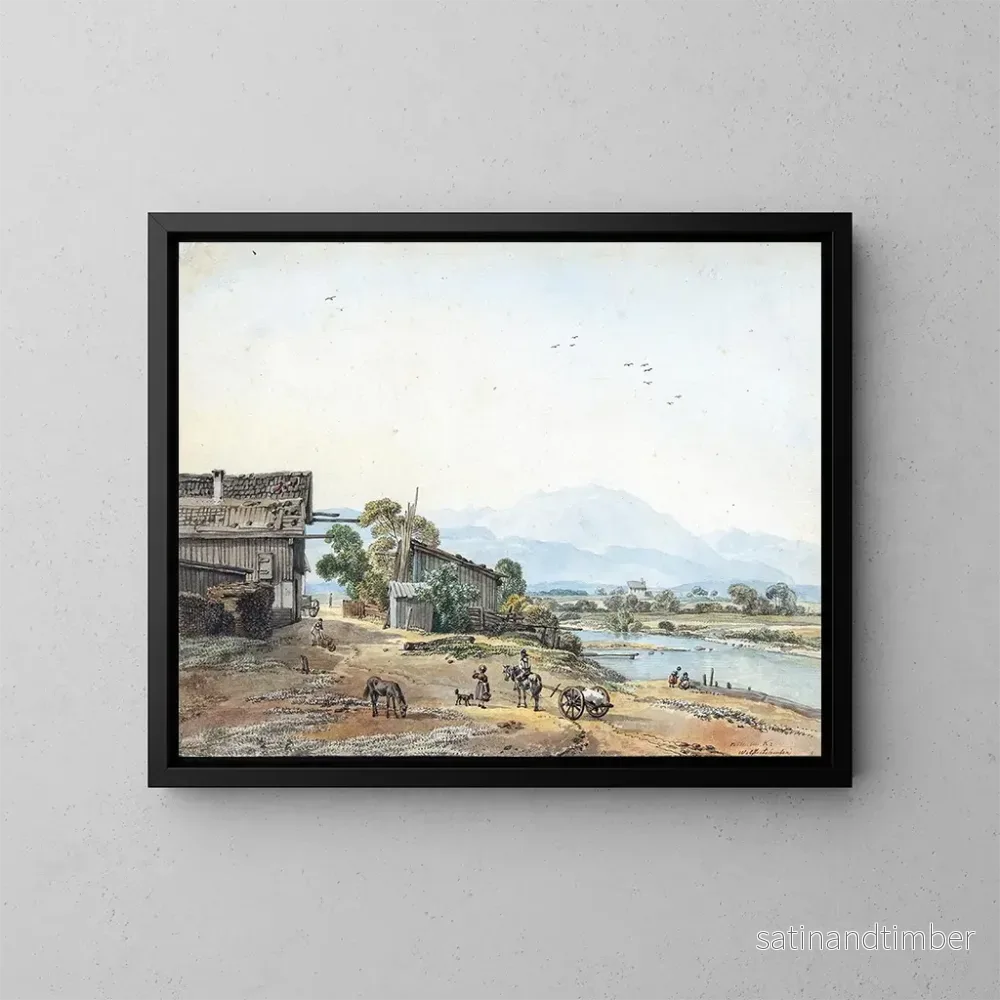 Reproduktion av målningen Wolfratshausen på Loisach - Wilhelm von Kobell
