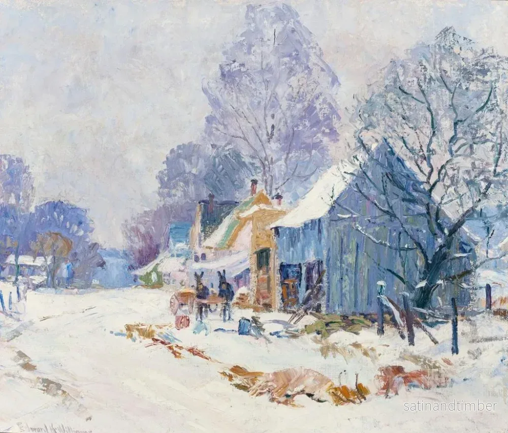 Reproduktion av målningen av den stängda herrgården i Brown County på vintern - Edward K Williams - Bild 2