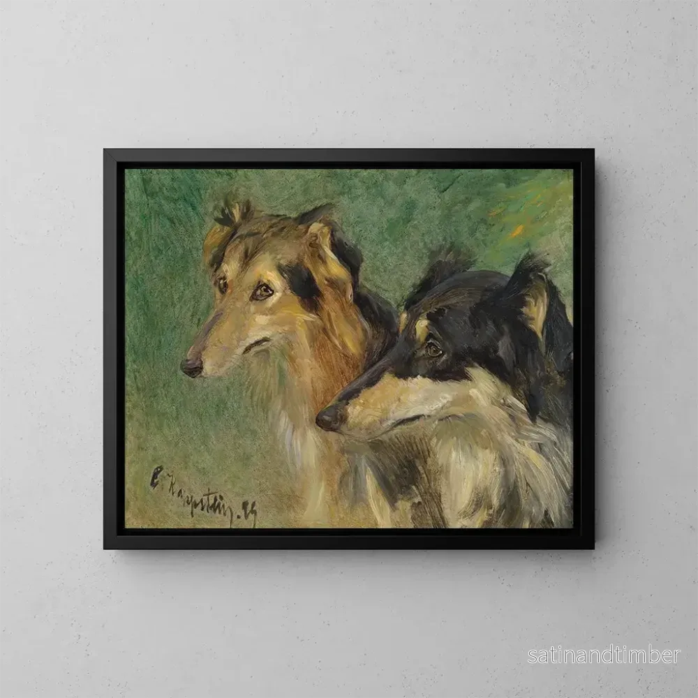 Reproduktion av målningen Porträtt av två borzoi hundar - Carl Friedrich Kapstein