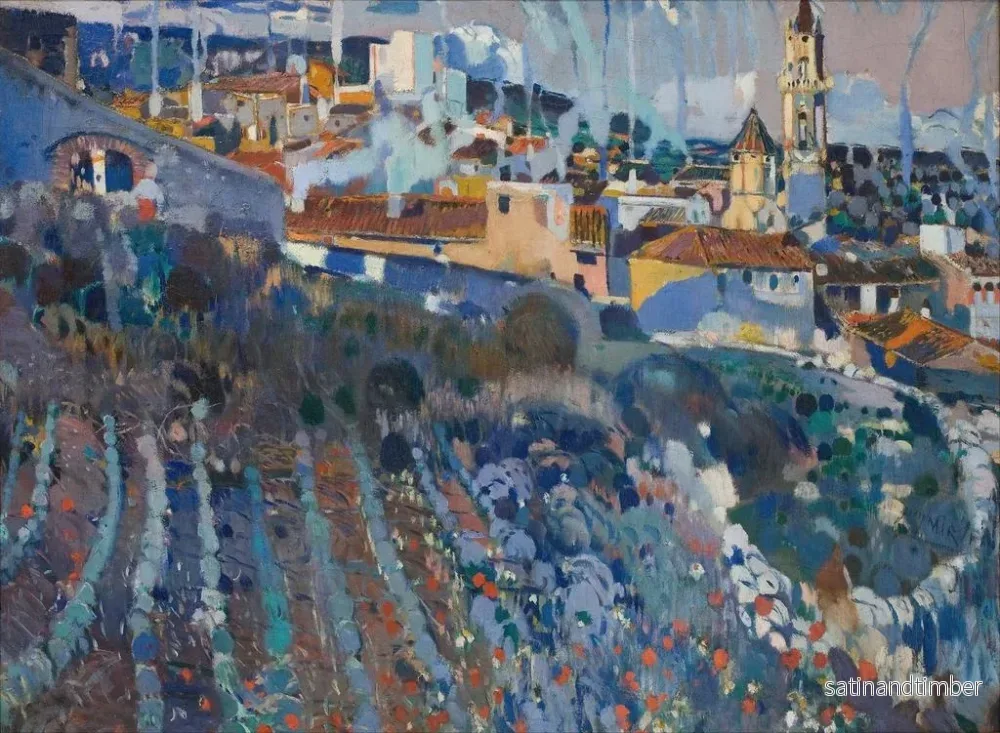 Reproduktion av målningen av terrassbygd by - Joaquín Mir Trinxet - Bild 2