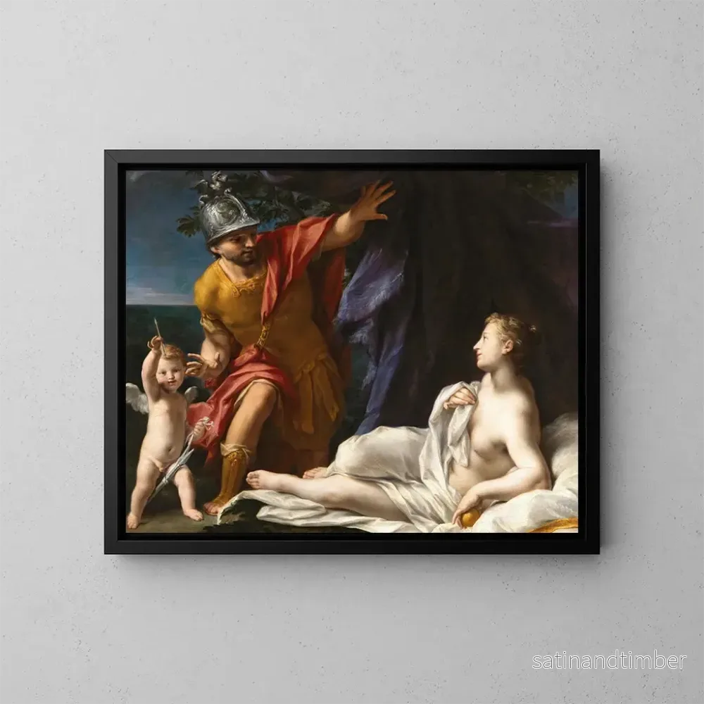 Reproduktion av målningen Venus och Mars med Cupidon - Francesco Mancini