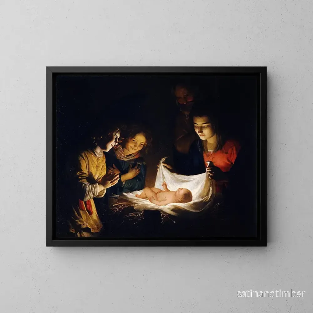 Reproduktion av målningen Adoration de l'Enfant - Gerard van Honthorst
