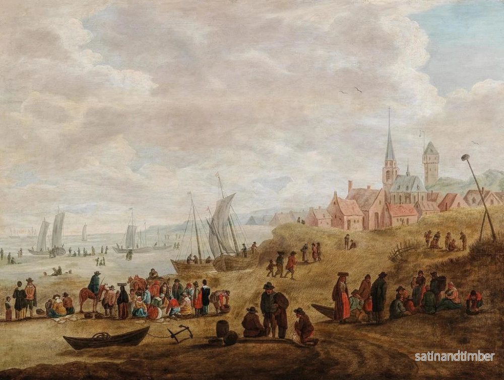 Reproduktion av målningen av en kustlandskap med många figurer - Cornelis Beelt - Bild 2
