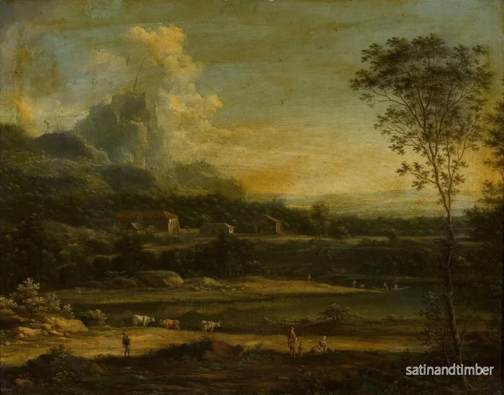 Reproduktion av målningen Landskapsmålning med sjö och byggnader - Johann Christian Vollerdt - Bild 2