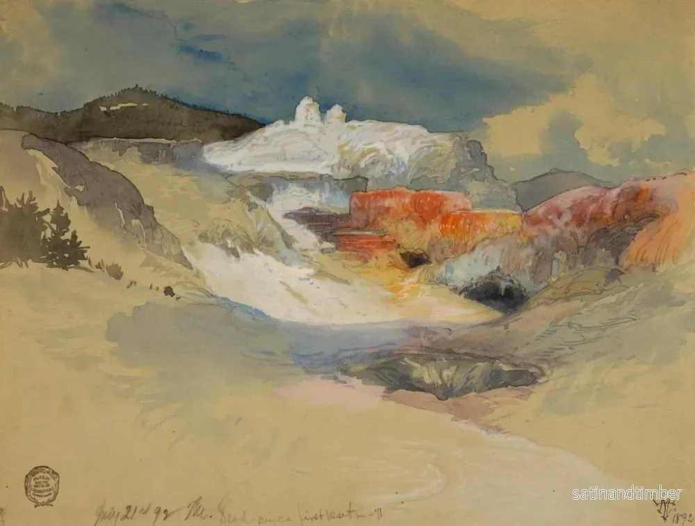 Reproduktion av målningen av varma källor i Yellowstone - Thomas Moran - Bild 2