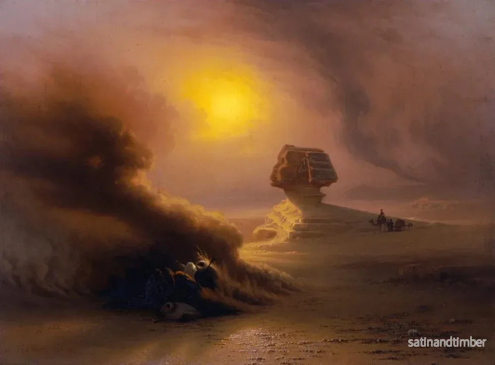 Reproduktion av målningen En överraskande karavan av sandstorm framför Sphinxen - Johann Jakob Frey - Bild 2