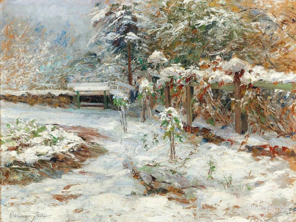 Reproduktion av målningen Snö i oktober, motiv från trädgården vid Hartenstein-slottet - Olga Wisinger-Florian - Bild 2