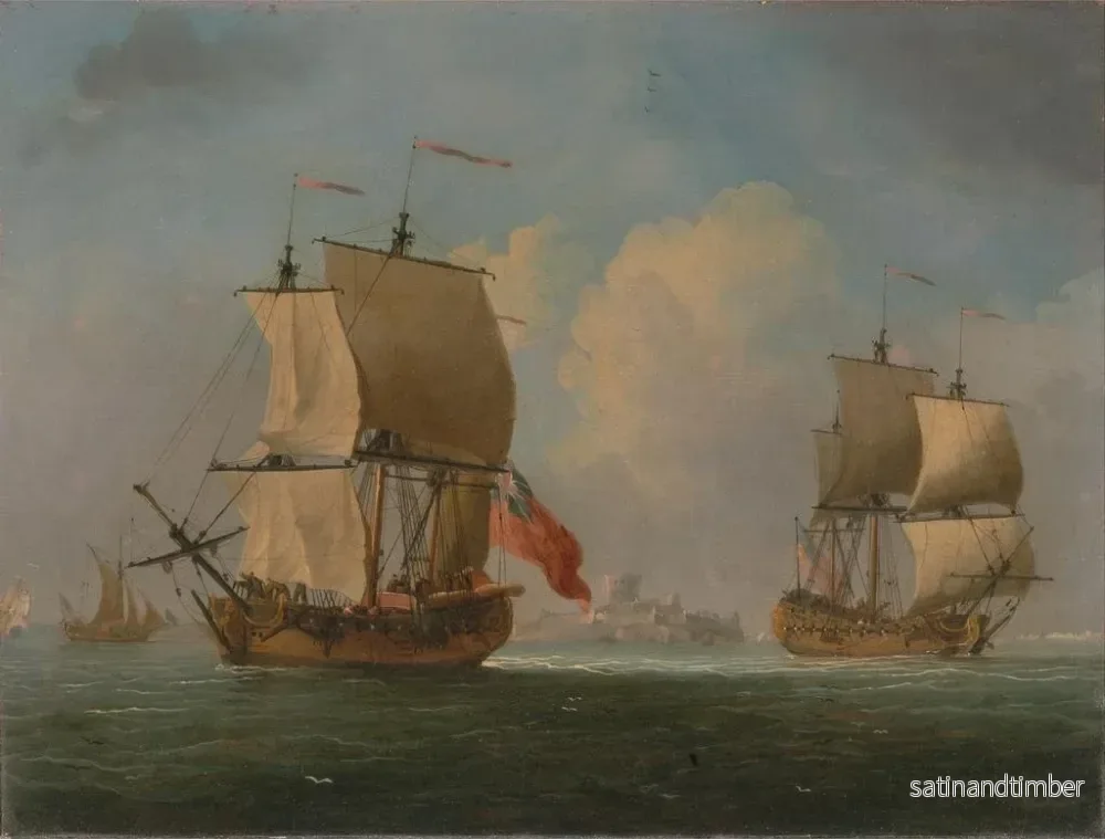 Reproduktion av målningen av en engelsk sloop och en fregatt i en lätt bris - Francis Swaine - Bild 2