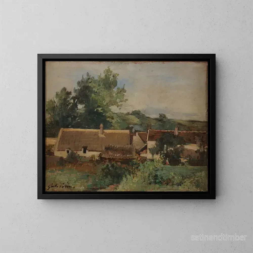 Reproduktion av målningen En by - Gustave Henri Colin