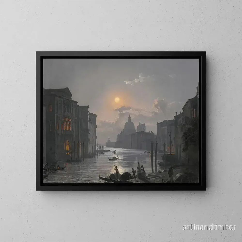 Reproduktion av målningen Venise, vy över Grand Canal med Palazzo Cavalli-Franchetti och Santa Maria della Salute – Friedrich von Nerly Reproduktion av målningen Venise, vy över Grand Canal med Palazzo Cavalli-Franchetti och Santa Maria della Salute – Friedrich von Nerly