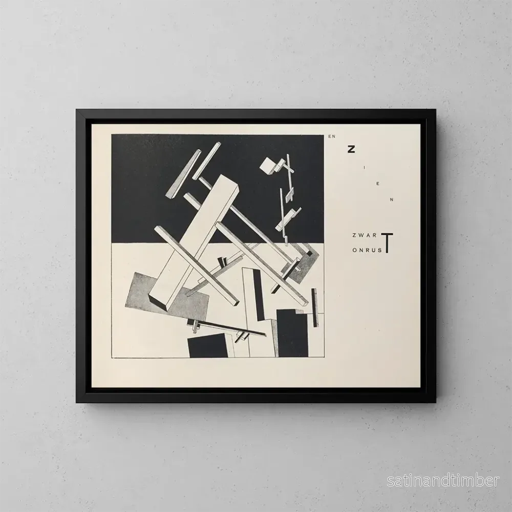 Reproduktion av målningen Att bli suprematist i två färger i sex konstruktioner Pl 6 - El Lissitzky