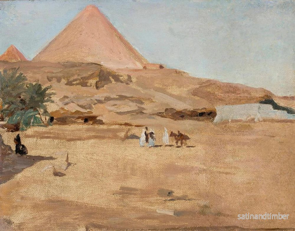 Reproduktion av målningen Motiv av öken och pyramid från resan i Egypten - Jan Cybis - Bild 2