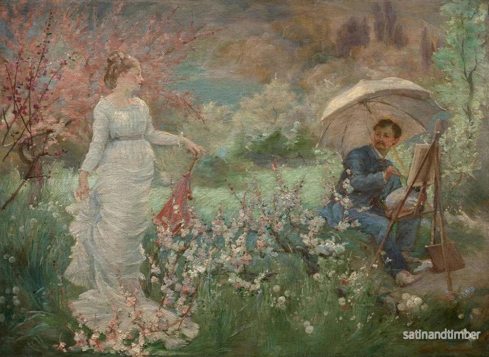 Reproduktion av målningen Le peintre et son modèle dans un jardin - Marie Bracquemond - Bild 2
