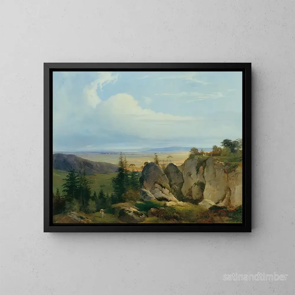 Reproduktion av målningen La lande de Wiener Neustadt vue de Wetzelsdorf - Johann Nepomuk Passini