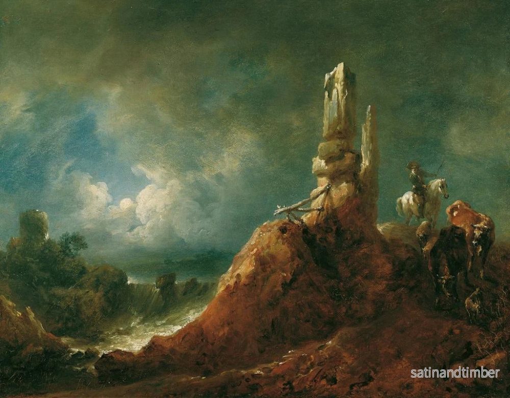 Reproduktion av målningen Landskap med ruin och ryttare i månsken - Johann Christian Brand - Bild 2