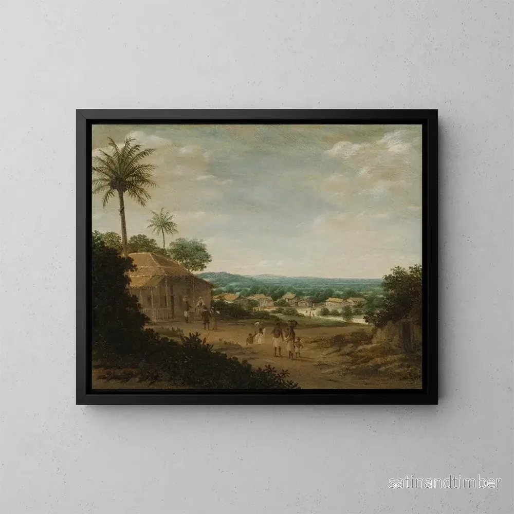 Reproduktion av målningen av den brasilianska byn - Frans Post