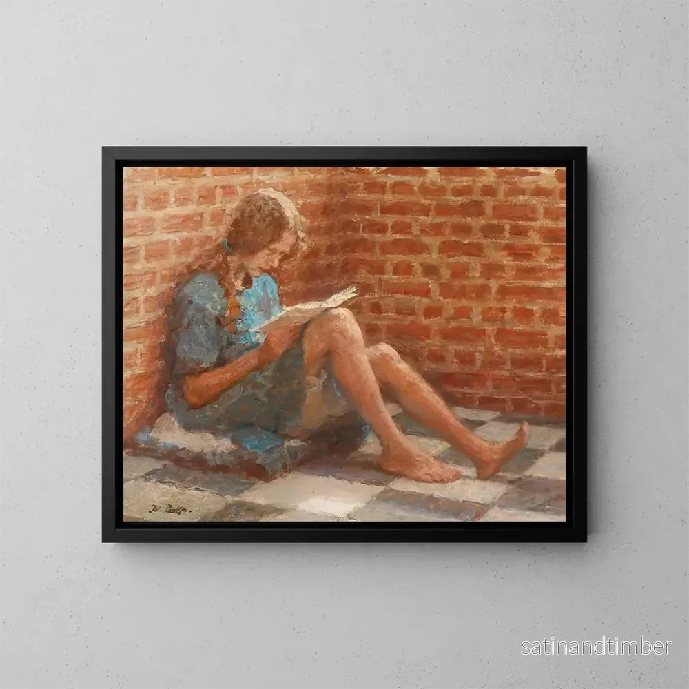 Reproduktion av målningen La jeune fille assise près d'un mur de briques - Julius Paulsen