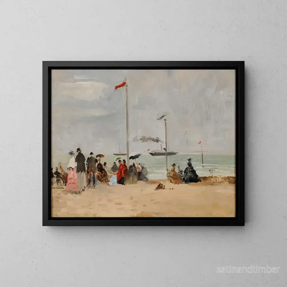 Reproduktion av målningen På stranden i Trouville - Eugène Boudin