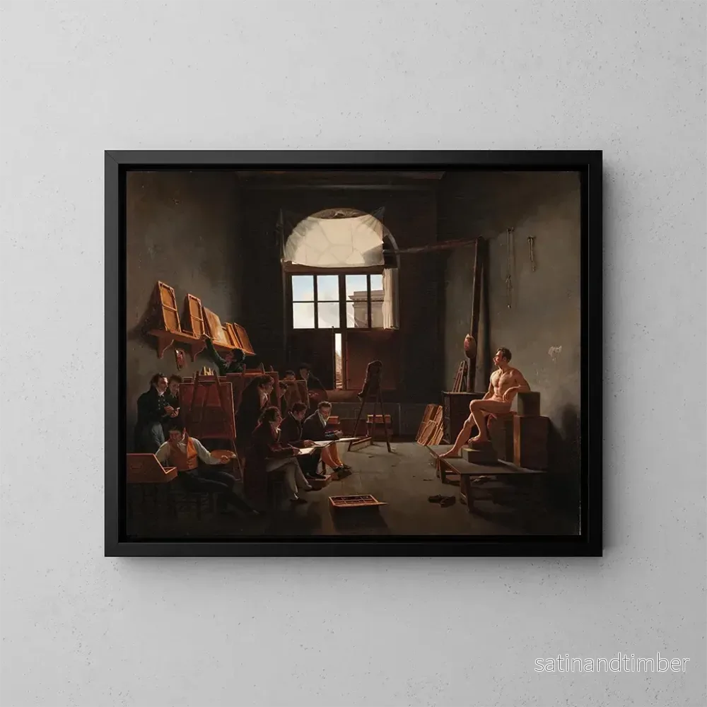 Reproduktion av målningen L'atelier de Jacques-Louis David - Léon Mathieu Cochereau
