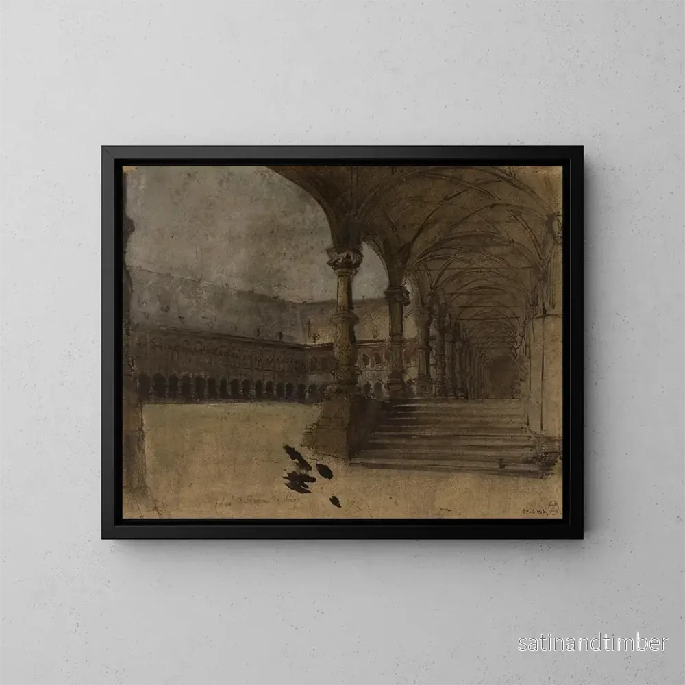 Reproduktion av målningen En kloster i en palatsgård - Ignace François Bonhomme