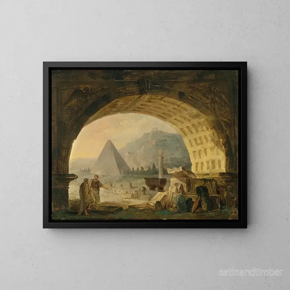 Reproduktion av målningen Vue d'antiquités sous une arche - Hubert Robert