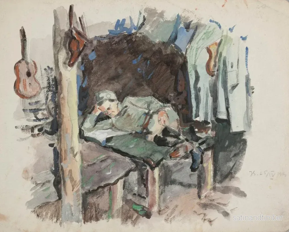 Reproduktion av målningen av Légion des tireurs ukrainiens de Sitch 1914-1920 dans un abri - Ivan Ivanec - Bild 2