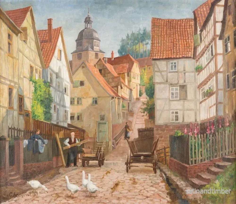 Reproduktion av målningen Allée i den historiska staden Marburg - Karl Armbrust - Bild 2