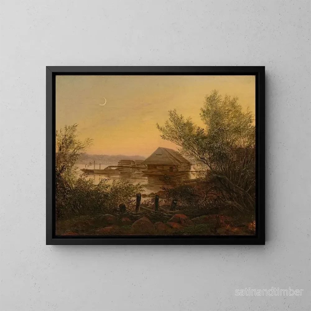 Reproduktion av målningen av vattenhjul på Elbe nära Dresden – Carl Gustav Carus Reproduktion av målningen av vattenhjul på Elbe nära Dresden – Carl Gustav Carus